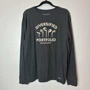 Life Is‎ Good Crusher-Lite Long Sleeve Dark Gray Knit Tee Size Large
